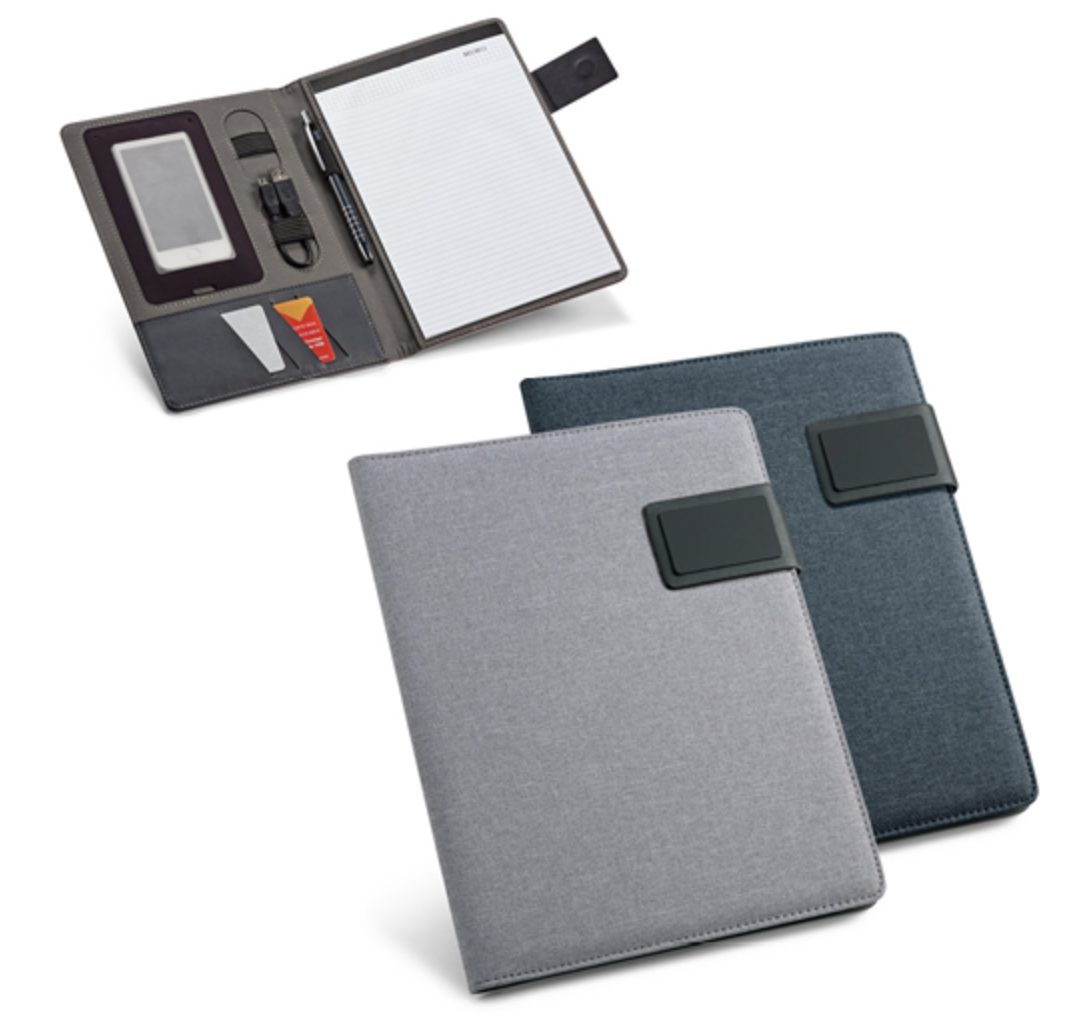 Portafolio A5 Ejecutivo en Lino y PU con Placa Personalizable