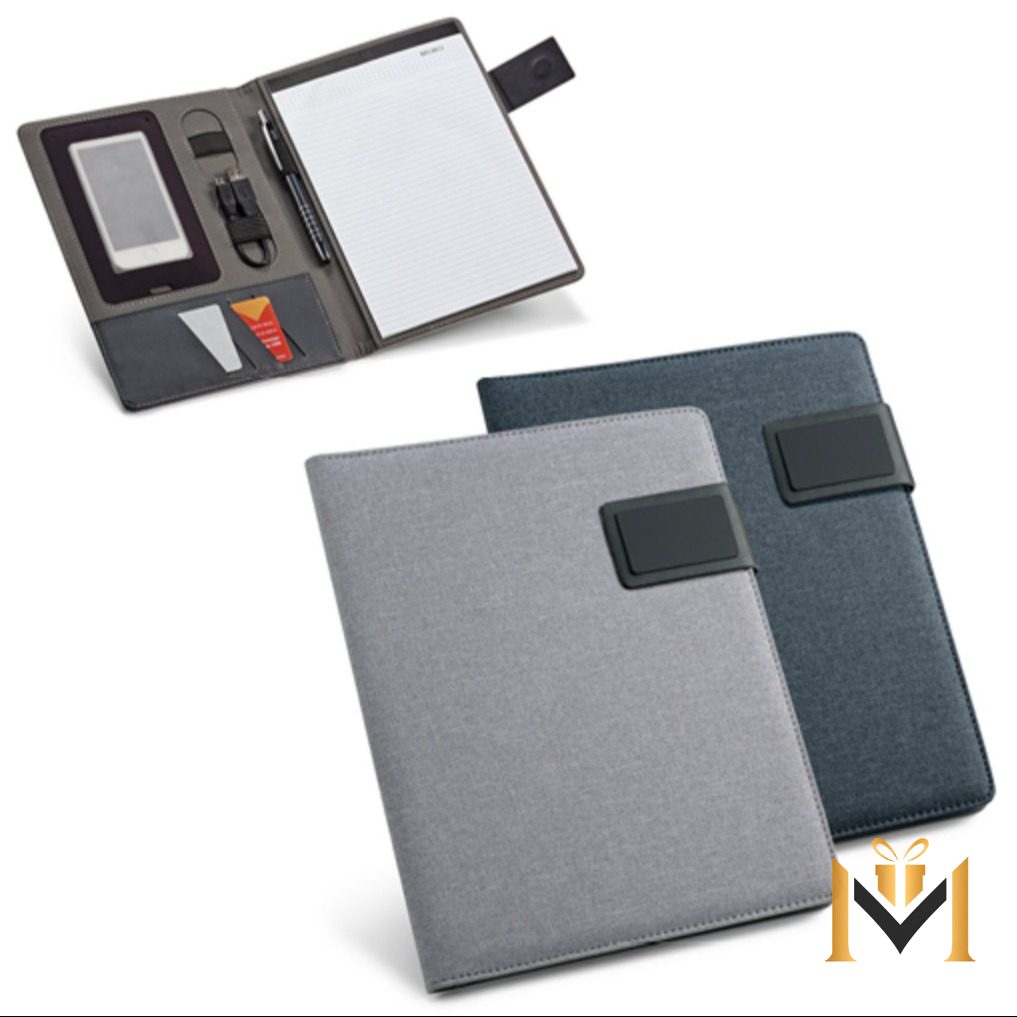 Portafolio A5 Ejecutivo en Lino y PU con Placa
