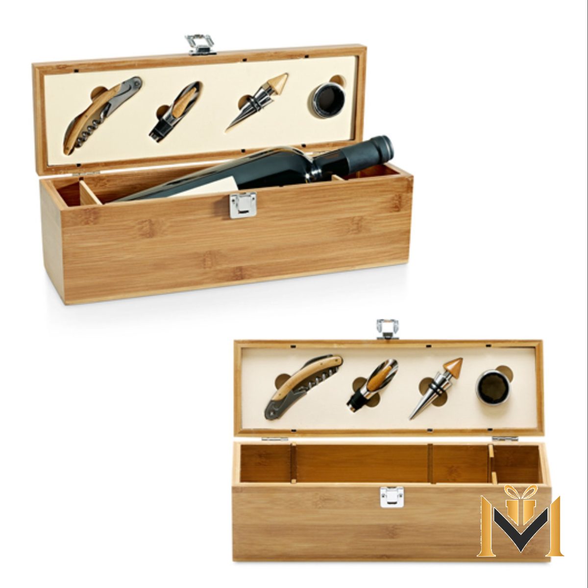 Set de Vino en Caja de Bambú
