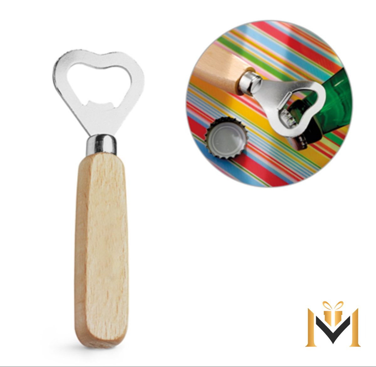 Abrebotellas de Metal con Mango de Madera