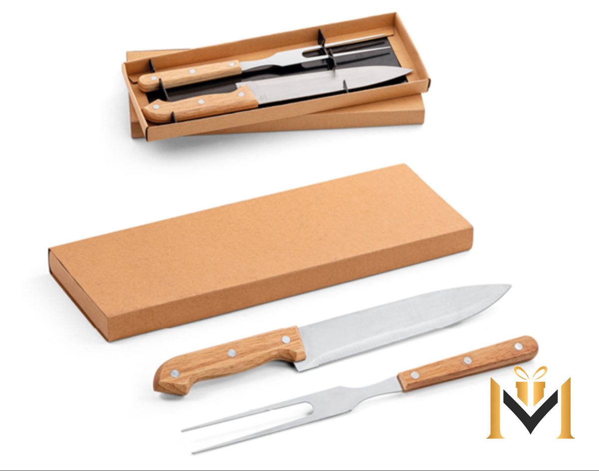 Set de 2 Utensilios para Barbacoa en Bambú y Acero Inoxidable