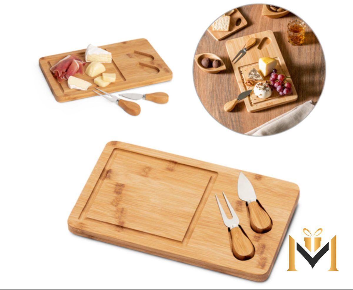 Tabla de Quesos de Bambú con 2 Utensilios