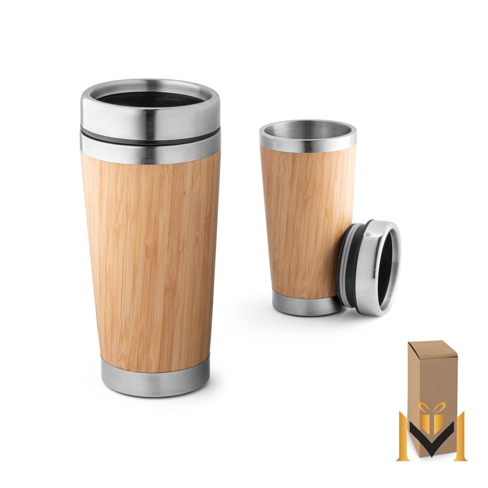Vaso de Viaje Bambú 500 mL - Aislante Térmico Corporativo