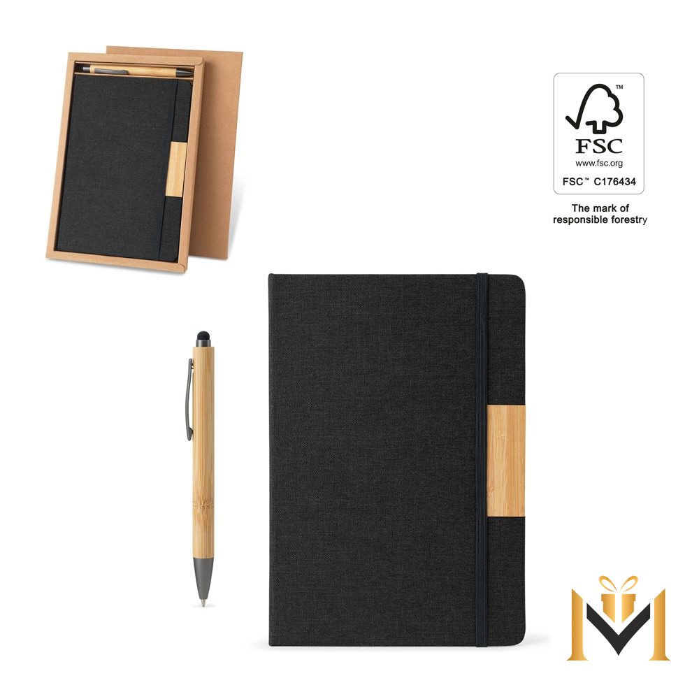 Kit Escritura Bambú - Bloc A5 + Bolígrafo Personalizable